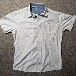 Kuhl Krossfire Men’s Short Sleeve Button Up Hiking Shirt Blue Size Large